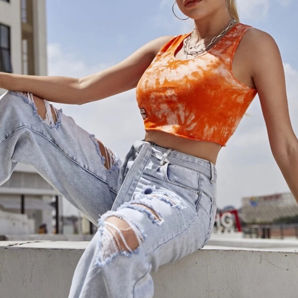 Orange Tie-dye crop top